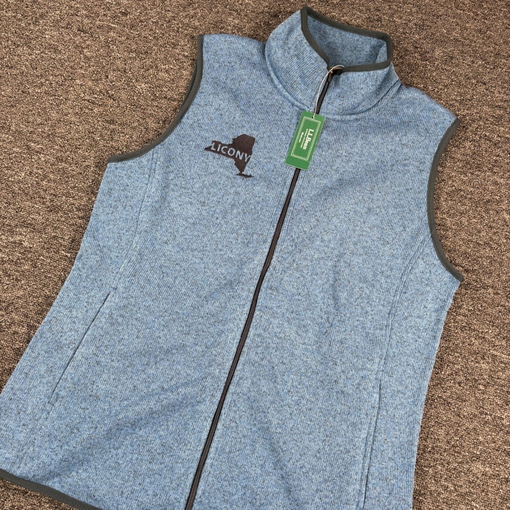 LL Bean Sweater Fleece Vest Womens M Rustic Blue Full Zip Hiking Outdoor NEW